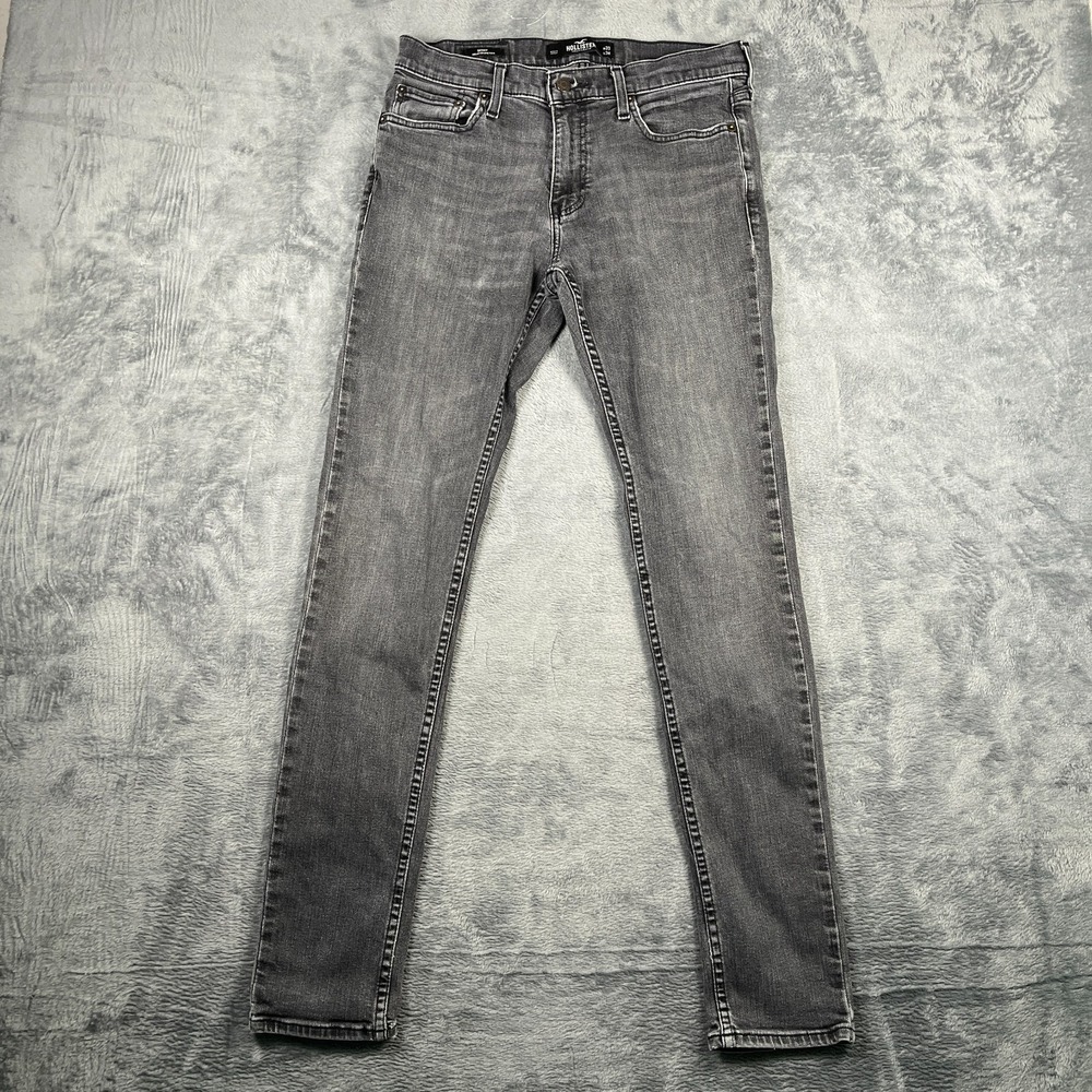 Hollister Epic Flex Skinny Jeans Women 31x34 Gray Whisker Denim Cotton High Rise